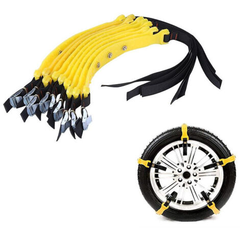 SJLERST 10pcs Anti-Slip Tire Chains, Universal Snow Chain for Tire Belt, Automatic Safety Mud Tire Chains for Car Truck SUV, 185-225mm