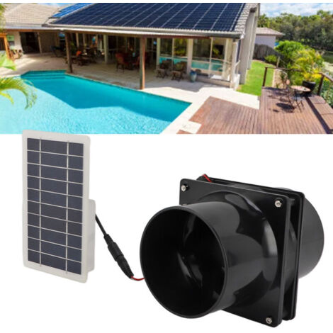 SJLERST 10W 12V Solar-Abluftventilator, für Rundrohre, ABS-Solarpanel, Ventilator-Set für Tierhäuser, Hühnerställe, Wohnmobile, Gewächshäuser