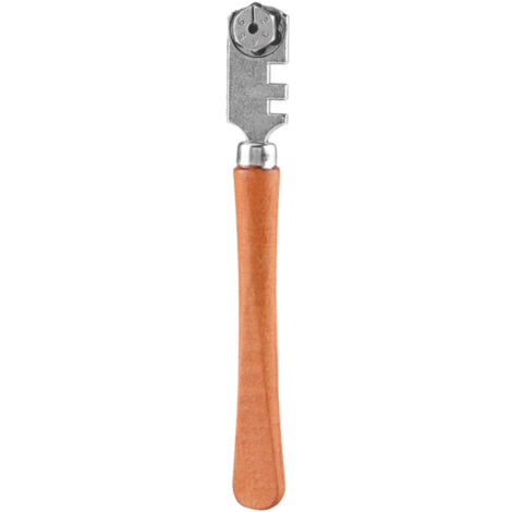 SJLERST 130MM Professional Six Wheel Glass Cutter Craft Cutting Kit Tool avec manche en bois