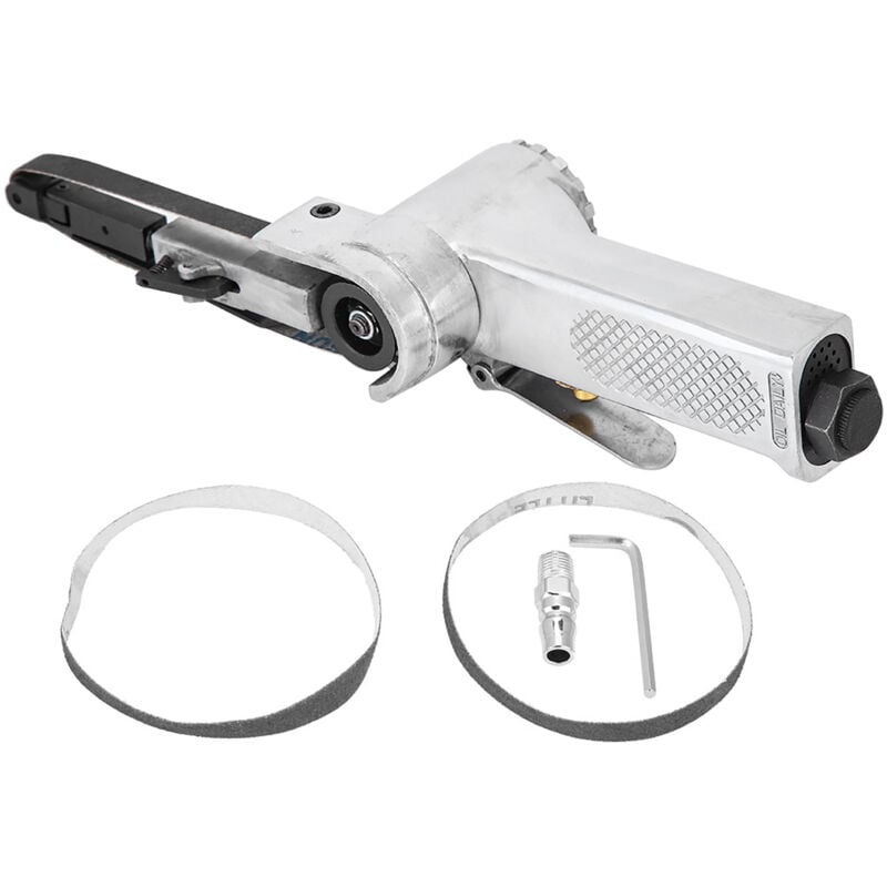 SJLERST 1/4 Po Ponceuse à Bande d'Air, 16000rpm Outil de Polissage Pneumatique avec Ponceuse à Bande à Air Industrielle et Courroies avec 360 Degrés