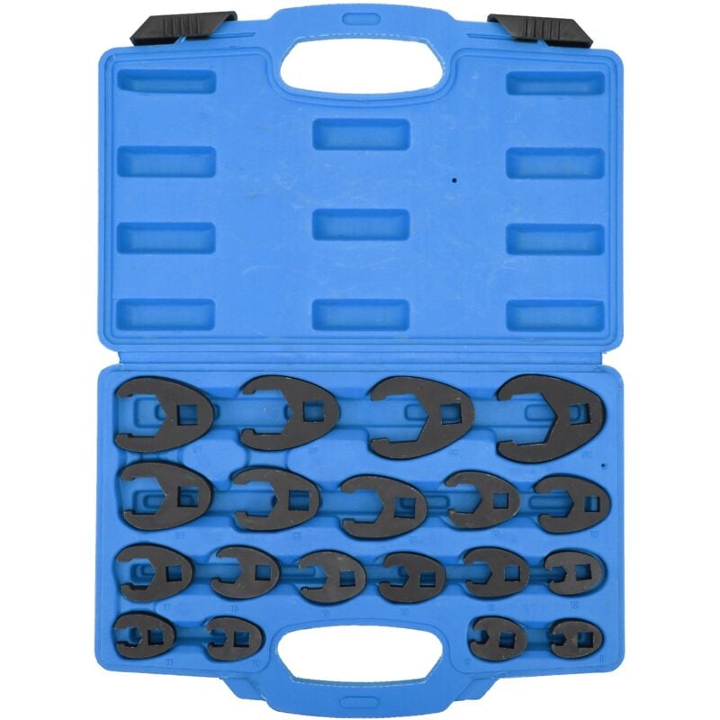 19 pcs Crowfoot Ensemble de Clés, poule 8-32 mm en acier chrome-molybdène pour tige d'extension à cliquet de 3/8' 1/2' - Sjlerst