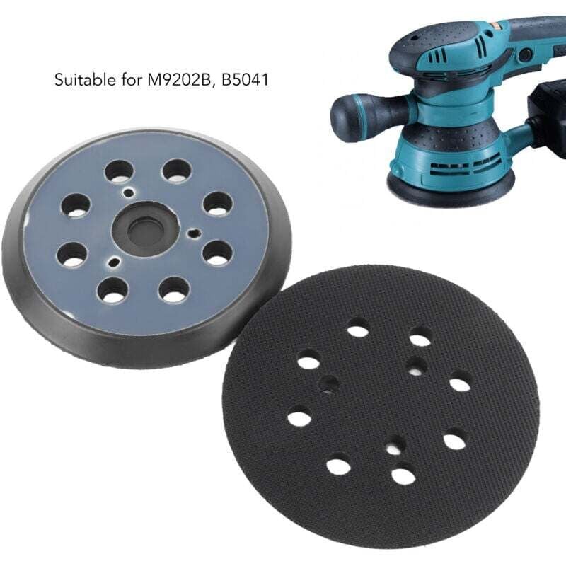 Image of 2 Stück 125 mm 8-Loch Klett-Exzenterschleifer-Ersatz-Stützteller für Makita bo M9202B BO5041 MT922