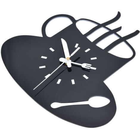 SJLERST 3D-Küchenwanduhr, modernes Kaffeetassen-Design, Acryl, geräuschloses Uhrwerk, rahmenloses Design