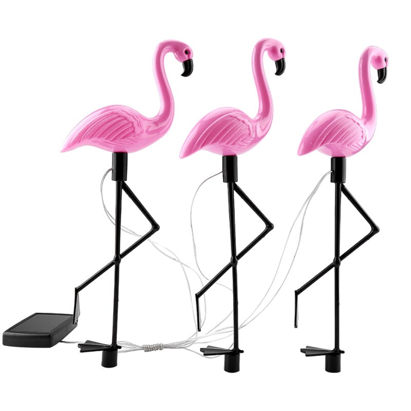 3X Pieux de Jardin Solaire à led Flamant Lumière Lampe d'Extérieur Eclairage Pelouse de Paysage Décoration Ornement Terrasse Allée Sentier Patio