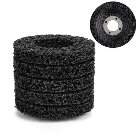 SJLERST 5-Piece Abrasive Disc Set for 100mm Angle Grinder, 60 Poly Strip Disc Cleaning Tool for Removing Rust/Paint/Flaking, Black