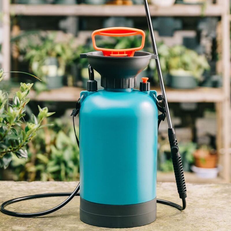 SJLERST 5L Pulvérisateur pneumatique à épaulement, 2 types de pulvérisation, buse réglable avec barre de pulvérisation rotative, avec manomètre BLEU