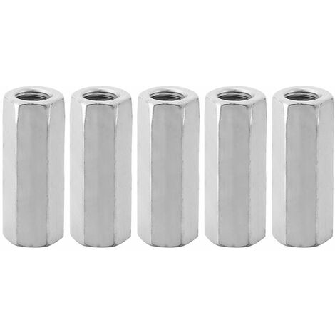SJLERST 5Pcs Écrou Manchon Acier Carbone M12, Manchon Hexagonal M12 50, Ecrou Long M12 de Connecteur Tige Filetée M12 de Douille Écrou Fixations Filetées (M1250-15mm)