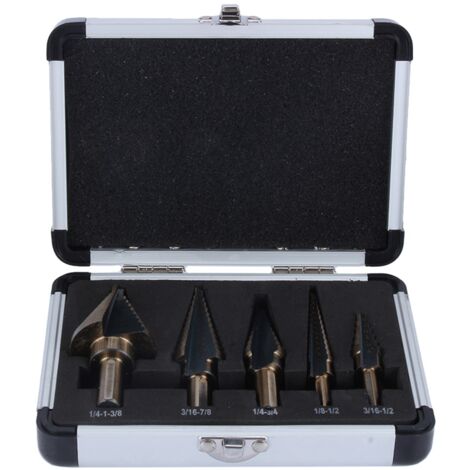 SJLERST 5Pcs HSS Forets étagé Mèche conique Trépan à redan kit Outil électrique avec Boîte range