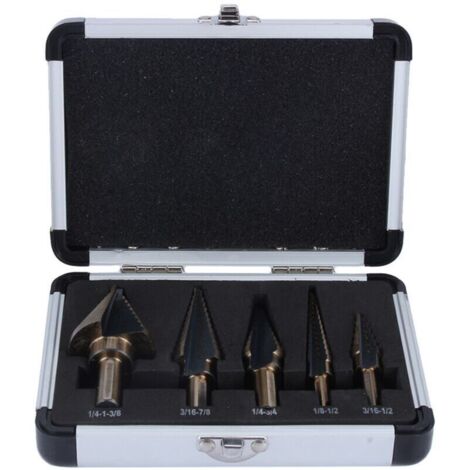 SJLERST 5Pcs HSS Forets étagé Mèche conique Trépan à redan kit Outil électrique avec Boîte range