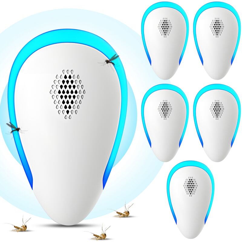 SJLERST 6 packs de répulsifs électroniques à ultrasons, conversion de fréquence intelligente, répulsif multifonctionnel contre les moustiques et les
