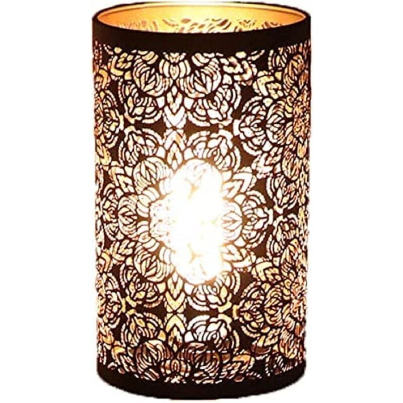 Abat-Jour en Métal, Abat-Jour Sculpture Creuse en Métal Motif Circulaire Cylindrique E27 E26 Abat-Jour de Lampe de Table de Chevet Décoratif