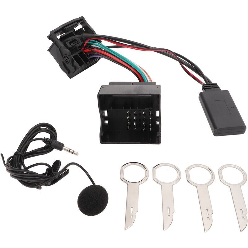 SNQ - Adaptateur audio sans fil Bluetooth 5.0 avec câble auxiliaire et microphone de remplacement pour Ford Focus Mondeo Fiesta Fusion 6000CD