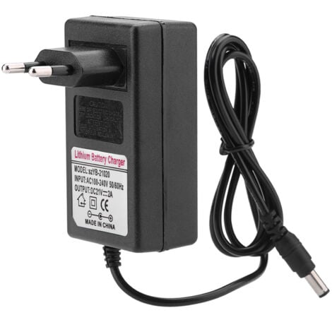 SJLERST Adaptateur d'alimentation de charge sûre AC 100-240V DC 21V 2A pour batterie lithium-ion, prise EU, remplacement