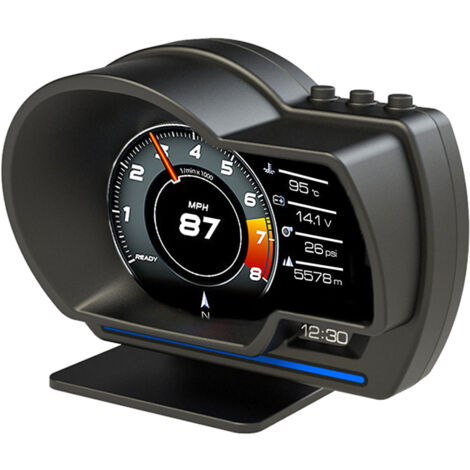 SJLERST Affichage tête Haute, jauge Intelligente OBDⅡ+GPS, Compteur de Vitesse Haute définition, Outil de Diagnostic de Voiture, Défaut de survitesse pour Tous Les véhicules
