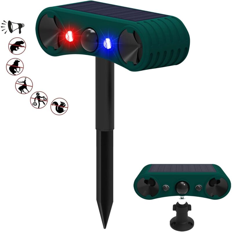 Sjlerst - Alarme Solaire avec détecteur de Mouvement intérieur et extérieur, 129 db Sirène puissante 4 Modes Alarme de sécurité Lumière Rouge et Bleue