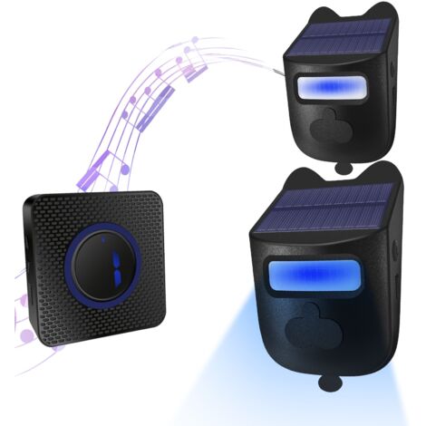 SJLERST Allarme per vialetto solare, Sistema di allarme di sicurezza con sensore di movimento esterno wireless a lungo raggio con 1 ricevitore e 2 rilevatori