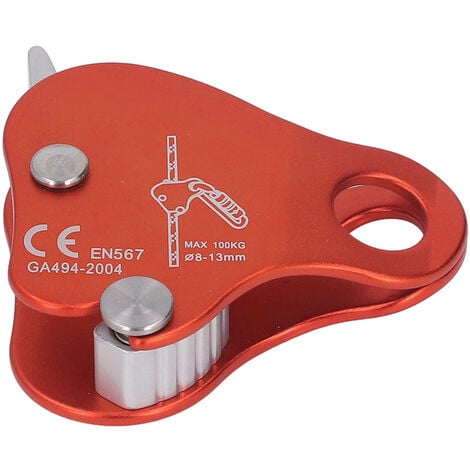 SJLERST Alomejor Kletterseilgreifer aus Aluminiumlegierung, Selbstsichernde Klettersteigklemme 8-13 Mm Kletterseilgreifstopper für das Klettern Im Freien (Orange)