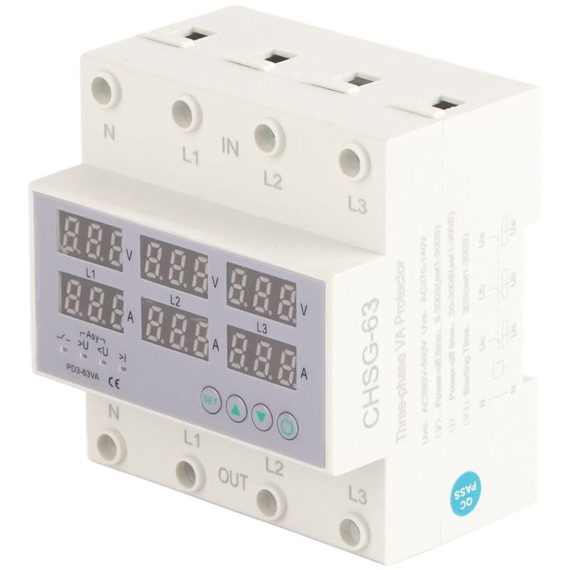 Sjlerst - Ampèremètre Voltmètre à Rail din triphasé, ac 390 à 500V Dispositif de Protection de Courant à Réponse Rapide Protecteur Automatique de