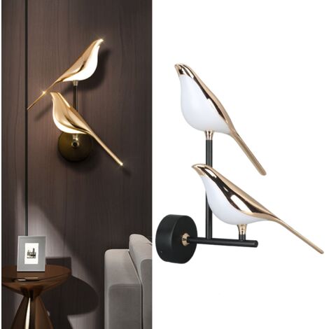 Sjlerst – Applique murale LED oiseau 4500K – Lumière naturelle – Aluminium et fer – 38x28cm – Installation facile pour salon et chambre