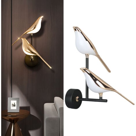 SJLERST Applique murale nordique avec oiseau 4500K lumière naturelle moderne pour salon chambre à coucher 85‑265V