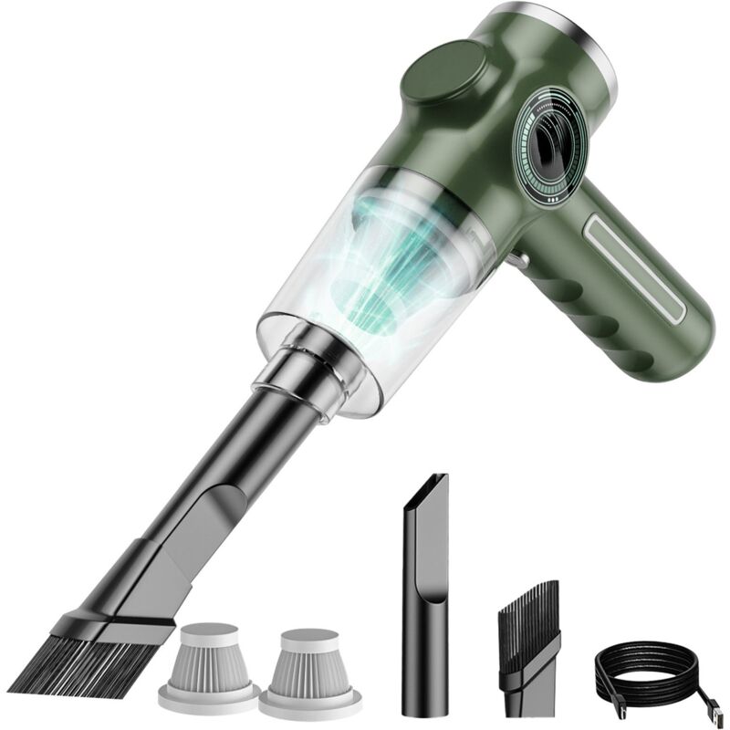 Sjlerst - Aspirateur portable pour la maison et la voiture, avec embout plat et brosse Affichage de la batterie Écran, Dightal Mini aspirateur sans