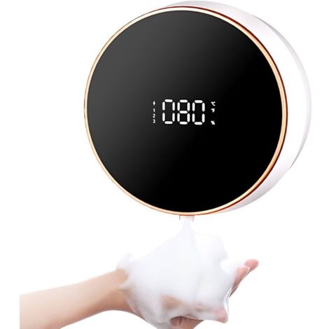 SJLERST Automatic Foam Hand Soap Dispenser, Wall Mounted, 260 ml, with LCD Display, 3 Adjustable Levels, for Bathroom, Kitchen, Laundry Room