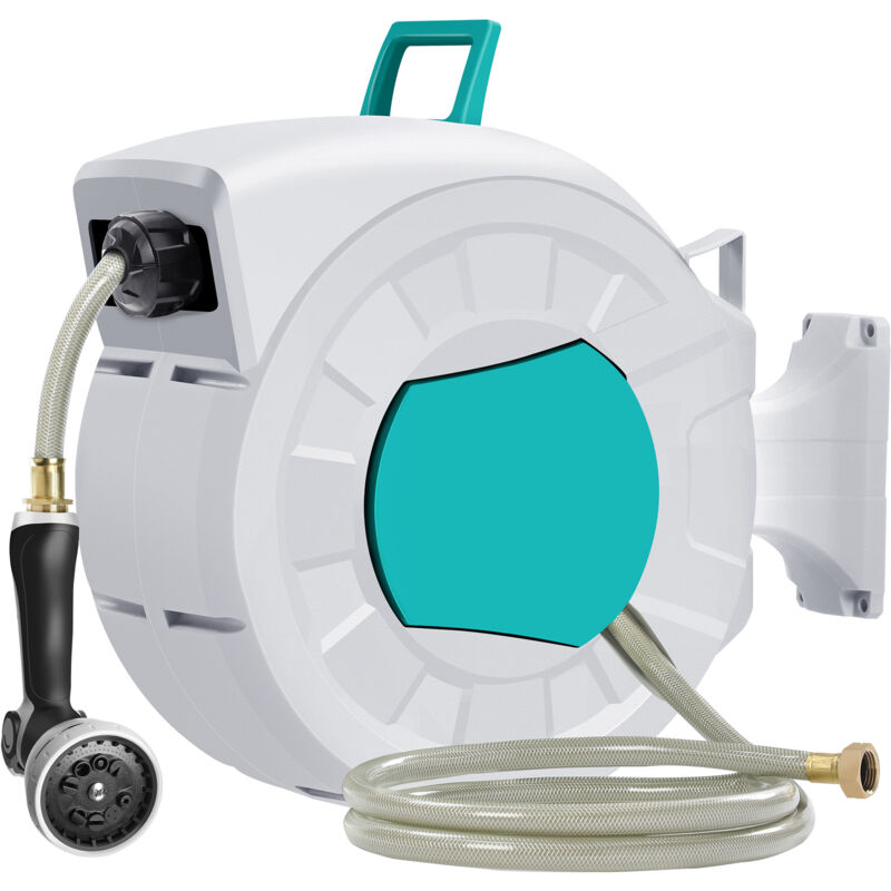 Automatique Enrouleur de Tuyau D'arrosage, 28 + 2M Enrouleur Automatique Mural avec Buse de Pulvérisation, Support de Rembobinage Automatique, Usage