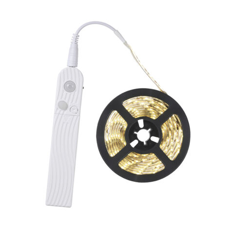 SJLERST Bande lumineuse infrarouge de 2W 2m 120 LED pour armoire, alimentée par batterie AAA/port de charge USB, 3 modes d'éclairage, temps de retard réglable, étanchéité IP65