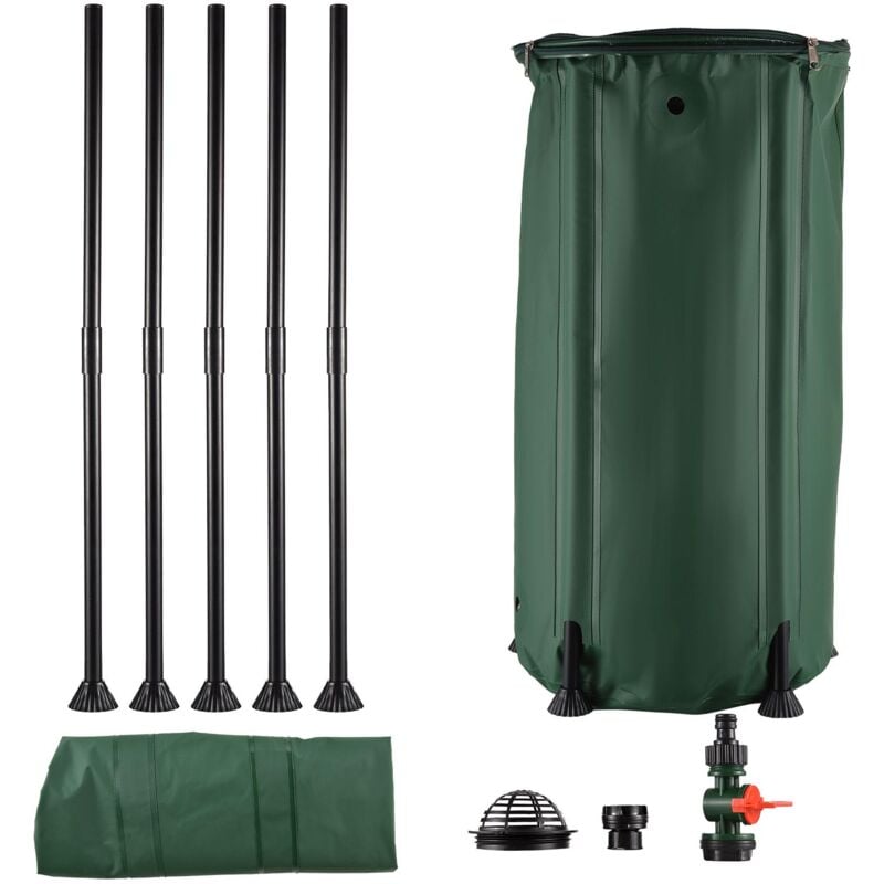 SJLERST Baril de Pluie Pliable Portable, Réservoir de Stockage d'eau de 100 L, Kit de Baril de Collecte d'eau de Pluie, Bâche en PVC 500D, Filtre de