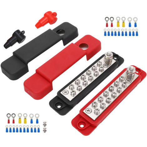 SJLERST Bloc de distribution électrique 12V 180A – Barre omnibus marine avec , 32 bornes pour câblage automobile, nautique et solaire