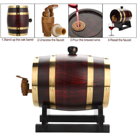 SJLERST Botte da vino vintage in legno di quercia per birra, whisky, rum, porto 1,5 l