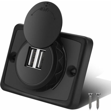 SJLERST Chargeur Double USB de Voiture, 5V/3.1A 12V LED étanche Voiture Double Noir ABS Port USB Chargeur Prise de Courant pour Camping Car Bateau Marine