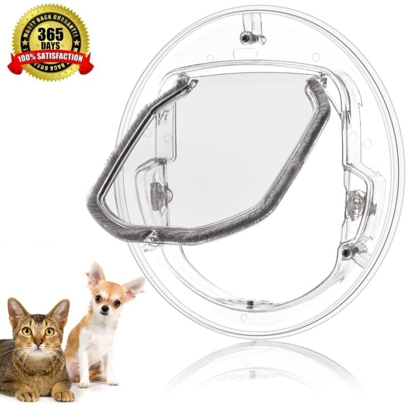 Sjlerst - Chatière pour Animaux De Compagnie Petite Porte pour Chiens Et Chats avec 4 Possibilités De Verrouillage Rond