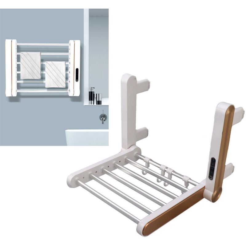 Porte-serviettes électrique, Branchement 6 Barres à Température Constante, Séchoir à Serviettes Chauffant pour Salle de Bain 100‑240V - Sjlerst