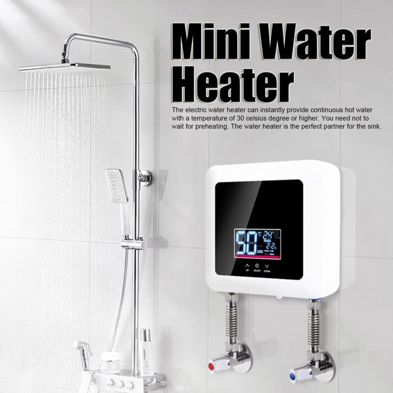 Sjlerst - Chauffe-Eau électrique sans réservoir, 7500W Mini Chauffe-Eau électrique instantané Douche sans réservoir Système d'eau Chaude Cuisine Mini