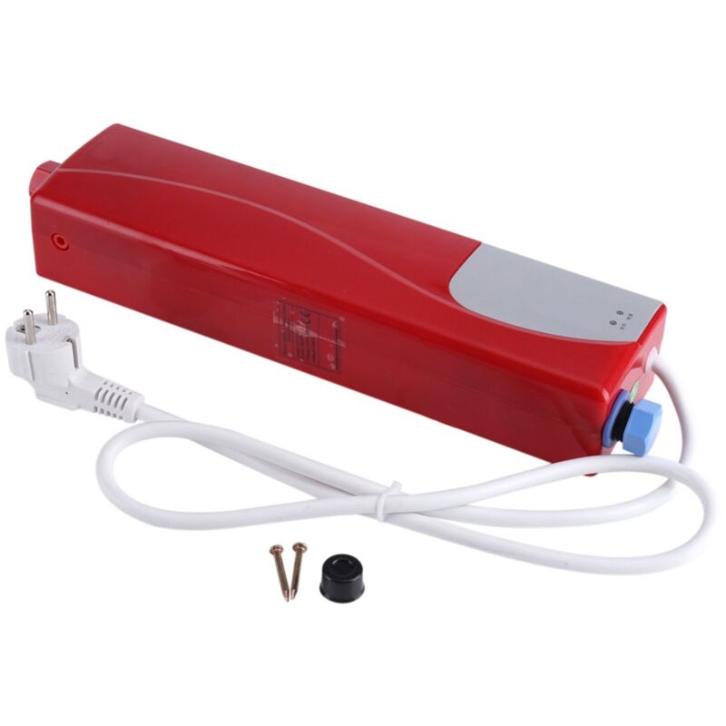 Sjlerst - Chauffe-eau instantané chauffe-eau électrique sans réservoir salle de bain cuisine lavage prise ue 220 v 3000 W(rouge)