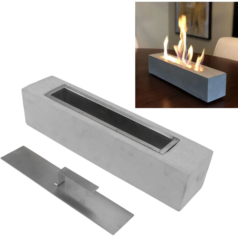 Sjlerst - Cheminée à alcool en ciment et acier inoxydable