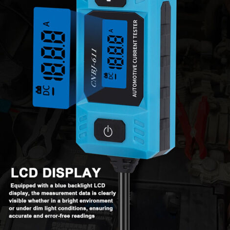 SJLERST CNBJ-611 Kfz-Sicherungsstromprüfer, Kfz-Ableitstromanalysator, hintergrundbeleuchtetes LCD-Display mit Frontbeleuchtung