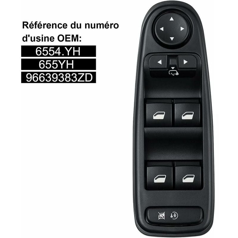 SNQ - Commande Leve Vitre C4 Picasso 6554.YH Commutateur Interrupteur Bouton Lève Vitre Pour Citroen C4 Grand Picasso