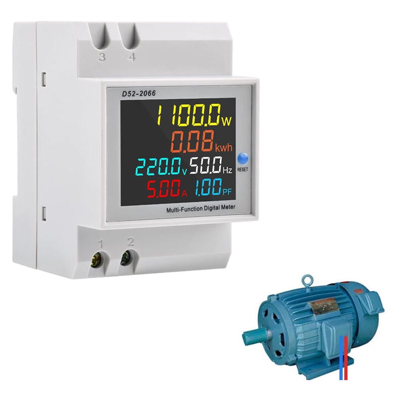 Compteur d'énergie monophasé Compteur d'électrique numérique ac 40-300V 100A Compteur Electrique 1 phasé Wattmètre Rail din Mètre Watt KWh Compteur