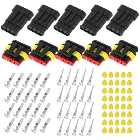 SJLERST Connecteur de fil électrique étanche à 4 broches, 5 Kits, prise pour voiture et Automobile