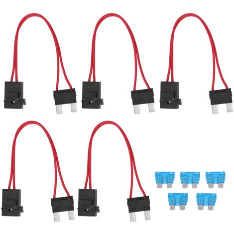 SJLERST Connecteur porte-fusible de voiture, 5 pièces, Mini extension de fil robuste pour véhicule ATM 20A 16AWG avec 5 fusibles ACL L 29.2mm