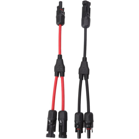 SJLERST Connecteurs solaires à branche en Y, 2 pièces, 1 à 2 séparateurs, adaptateur parallèle PV, câble, prise de fil, 1000V DC, rouge, noir