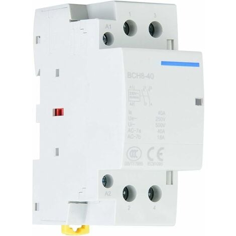 SJLERST Contacteur AC domestique 2P 2NO 40A 220V/230V Contacteur modulaire, montage sur rail DIN 35mm Contacteur d'automatisation 50/60HZ, fréquence de marche/arrêt maximale 30Times/h