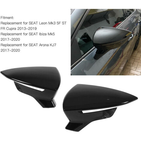 SJLERST - Coperture per specchietti retrovisori, coppia di coperture protettive di ricambio per specchietti sinistro e destro per SEAT Leon Mk3 5F ST FR Cupra dal 2013 al 2019 (nero lucido)