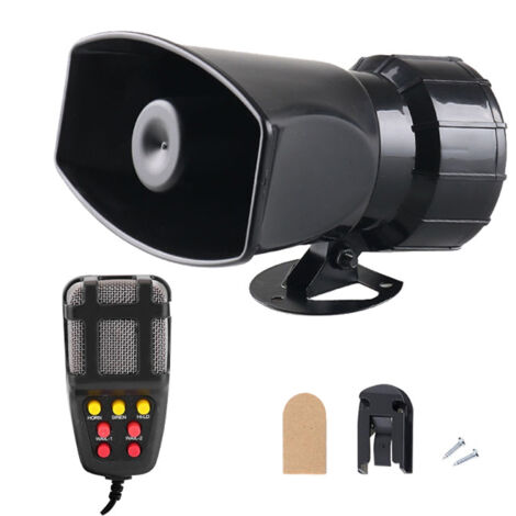 SJLERST Corno di allarme 7 toni Altoparlante di allarme wireless con suono forte e chiaro per auto da 12 V, camion, veicoli ricreativi, barche