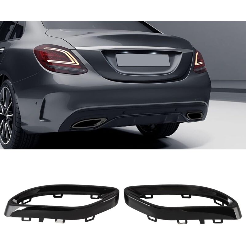SJLERST Couvercles de tuyau d'échappement-1 paire de cache-tuyaux d'échappement pour noir pour Mercedes Benz A B C E GLC CLS‑Class W177 W247 W205