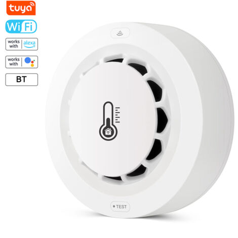 SJLERST Détecteur de fumée intelligent Tuya WiFi, capteur de température et d'humidité multifonction, prend en charge l'alarme push, fonction de liaison/partage intelligente/fonction de groupe