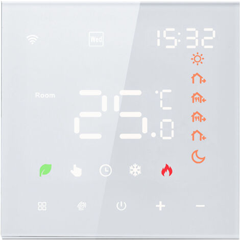 SJLERST Digital Intelligent Wall Mounted Water Heating Thermostat, 3A Digital Programmable LCD Display Touch Screen Floor Heating Thermostat