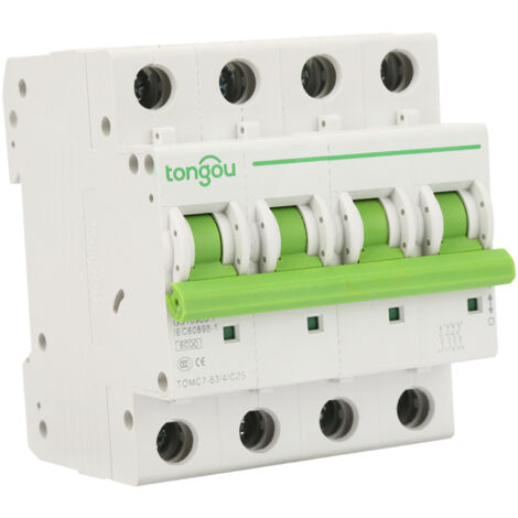 SJLERST Disjoncteur 16A Tetrapolaire,Fournitures Industrielles Tomc7-63 4P C Type 6Ka Disjoncteur Miniature Protection Contre Les Fuites Interrupteur d'air, Génie électrique et électrique (25A)